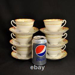 Ransom 6 Cups & Saucers Japan 1952+ Floral Cartouchs Yellow Orange Gold 6 Oz Ea