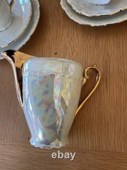 Rare 1920s Art Deco Gebruder Benedikt Czechoslovakian Pearl Lusterware 21-Piece