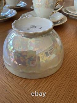 Rare 1920s Art Deco Gebruder Benedikt Czechoslovakian Pearl Lusterware 21-Piece