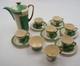 Rare 1930's Crown Devon Art Deco 15 Pc Coffee Set Green Geometric Pattern 2713