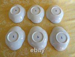 Rare 6 Sets Meissen Diamond Shape Cups & Saucers Floral Insect With Gold Gilt