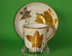 Rare Antique 1876 Royal Worcester Gold & Silver Porcelain Cup Saucer Mint