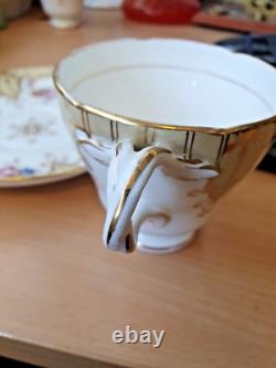 Rare Antique 6 x 1850-56 Ridgeway Neuilly cups and saucers Floral gold gilding