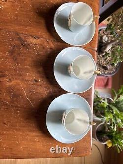 Rare Antique Belleek Lenox CAC, Set of 3 demi cups/saucers, painted portraits