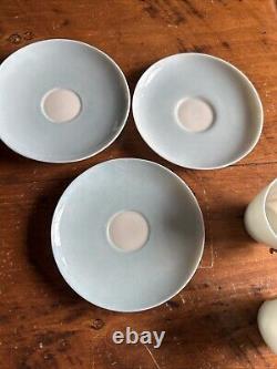 Rare Antique Belleek Lenox CAC, Set of 3 demi cups/saucers, painted portraits