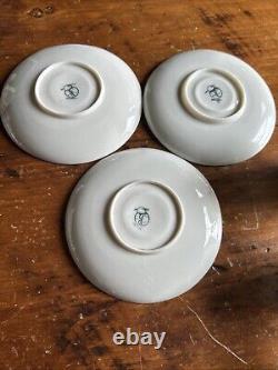Rare Antique Belleek Lenox CAC, Set of 3 demi cups/saucers, painted portraits