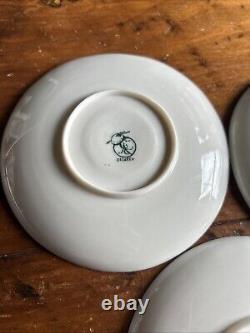 Rare Antique Belleek Lenox CAC, Set of 3 demi cups/saucers, painted portraits