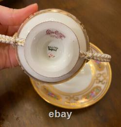 Rare Antique Brown Westhead & Moore Cauldon Rope Handle Cup & Saucer Set England