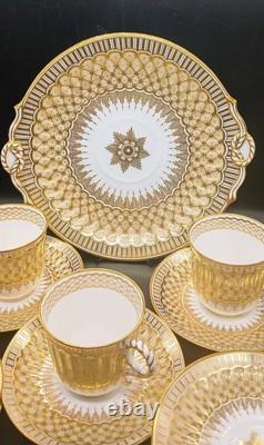 Rare Antique Chamberlain China 3× Cups, 7× Saucers & 1 × Server/ Cake Plate