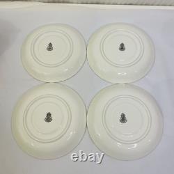 Rare Antique Crown Chelsea Pink & Gold Set of 4 Tea Cups & Saucers and 4 Plates