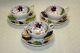Rare Antique Gaudy Welsh Three Cups And Saucers Floral Gold Multicolour