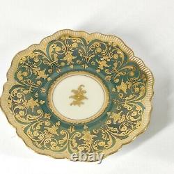 Rare Antique Helena Wolfsohn Dresden Hand Painted Raised Gold Cup Saucer Watteau