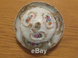 Rare Antique Meissen Richly Gilded & Floral Decorated Large Covered Cup & Saucer