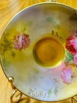 Rare Antique Royal Doulton Hand Painted Cup & Saucer Signed E. Percy