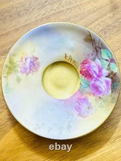 Rare Antique Royal Doulton Hand Painted Cup & Saucer Signed E. Percy