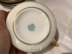 Rare Antique Set Of (6) Handpainted Jeweled Moriage Gilt Cups & Saucers Nr