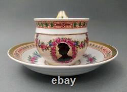 Rare Antique hand painted Meissen porcelain Cup & Saucer 1st wahl around 1830