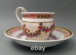 Rare Antique hand painted Meissen porcelain Cup & Saucer 1st wahl around 1830