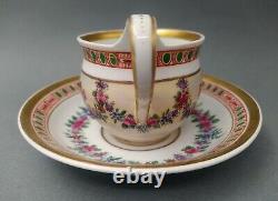 Rare Antique hand painted Meissen porcelain Cup & Saucer 1st wahl around 1830