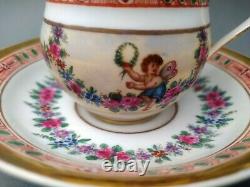 Rare Antique hand painted Meissen porcelain Cup & Saucer 1st wahl around 1830