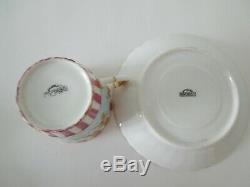 Rare Aynsley Cup Saucer Raised Gilded Flowers Rims Blue Raspberry Antique 1886