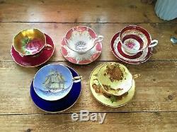 Rare Beautiful Paragon A1572/1 Red Cabbage Rose Gilded Cabinet Tea Cup & Saucer