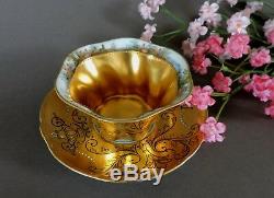 Rare Dresden hand painted jeweled & gold cabinet Cup & Saucer