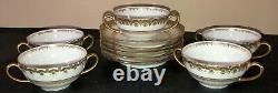 Rare Elite Works Sm Limoges Bouillon Cups & Saucers Gold Trim -set Of 5