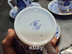 Rare Lomonosov Imperial Porcelain Russian Domes 8 Cups Saucers 22K Gold