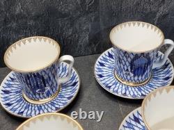 Rare Lomonosov Imperial Porcelain Russian Domes 8 Cups Saucers 22K Gold