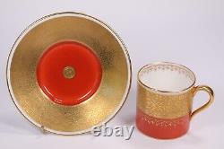 Rare Minton Cup Saucer Bone China T Goode London Orange Gold 8860 Circa 1930