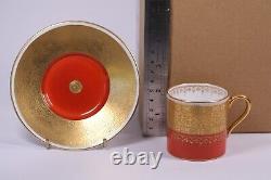 Rare Minton Cup Saucer Bone China T Goode London Orange Gold 8860 Circa 1930