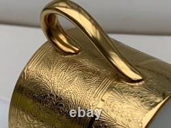 Rare Minton H4601 Solid Gold Acid Etched Roses & Branches Coffee Cup & Saucer