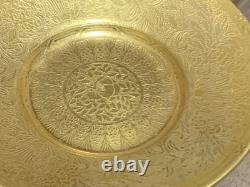 Rare Minton H4601 Solid Gold Acid Etched Roses & Branches Coffee Cup & Saucer