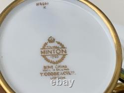 Rare Minton H4601 Solid Gold Acid Etched Roses & Branches Coffee Cup & Saucer