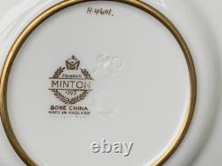 Rare Minton H4601 Solid Gold Acid Etched Roses & Branches Coffee Cup & Saucer