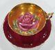 Rare Paragon Cup & Saucer Floating Red Rose Completely Gold Gilded Interior