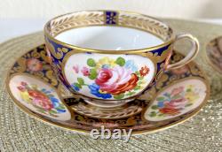 Rare Pair Crown Staffordshire Imari Cabinet Cups & Saucers Hand Painted Gilt
