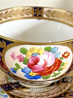 Rare Pair Crown Staffordshire Imari Cabinet Cups & Saucers Hand Painted Gilt