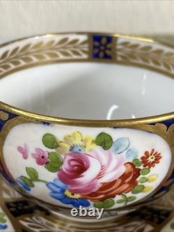 Rare Pair Crown Staffordshire Imari Cabinet Cups & Saucers Hand Painted Gilt