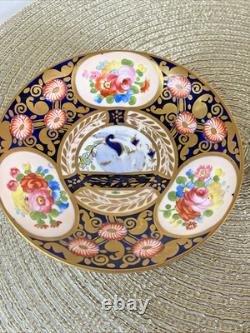 Rare Pair Crown Staffordshire Imari Cabinet Cups & Saucers Hand Painted Gilt