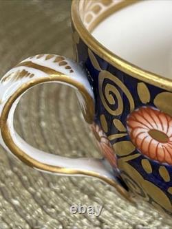 Rare Pair Crown Staffordshire Imari Cabinet Cups & Saucers Hand Painted Gilt