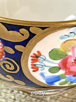 Rare Pair Crown Staffordshire Imari Cabinet Cups & Saucers Hand Painted Gilt