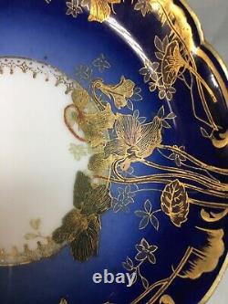 Rare Pair Haviland & Co Limoges H3093 Cobalt & Gold CUP & SAUCERS on Blank 9