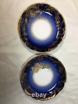 Rare Pair Haviland & Co Limoges H3093 Cobalt & Gold CUP & SAUCERS on Blank 9