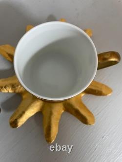 Rare Pair of fabulous Edouard Rambaud Limoges espresso cups and saucers VGC