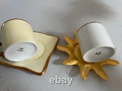 Rare Pair of fabulous Edouard Rambaud Limoges espresso cups and saucers VGC