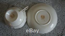 Rare Paragon Double Warrant Red Cabbage Rose Heavy Gold Tea Cup & Saucer A1437/9
