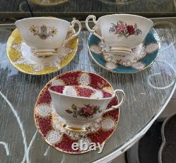 Rare Paragon Fine China 3x Cups And Saucers For Her Majesty The Queen