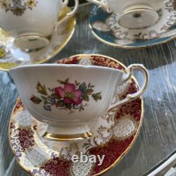 Rare Paragon Fine China 3x Cups And Saucers For Her Majesty The Queen